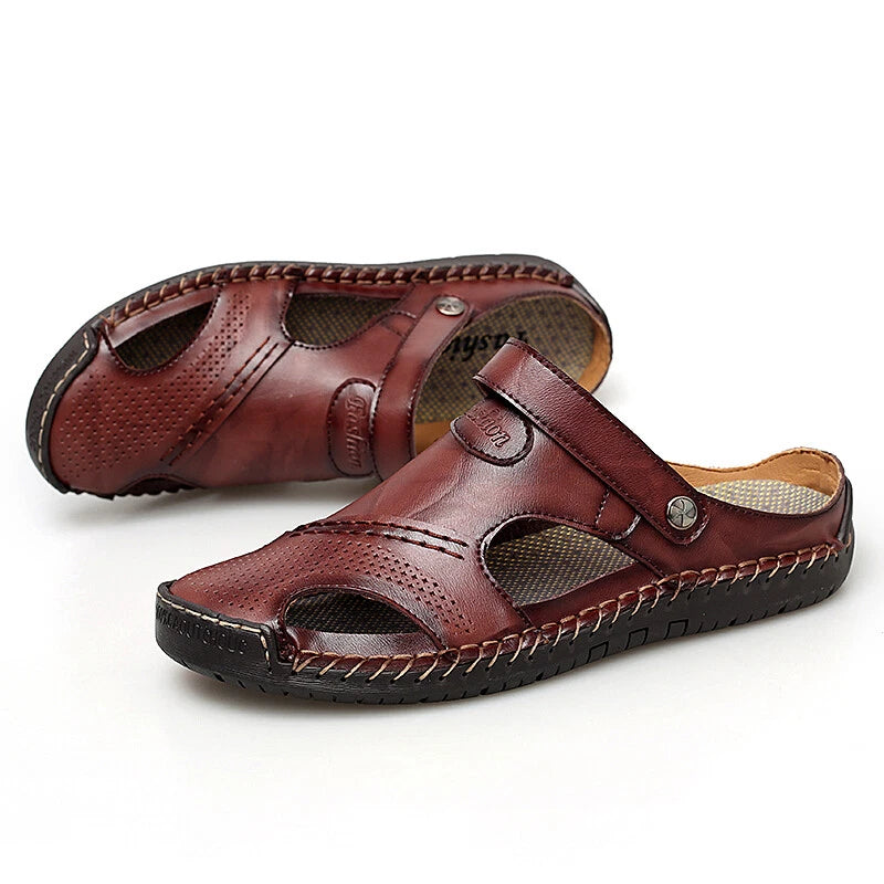 Summer Men's Leather Sandals Water Shoes Casual Fisherman Beach Slippers Driving