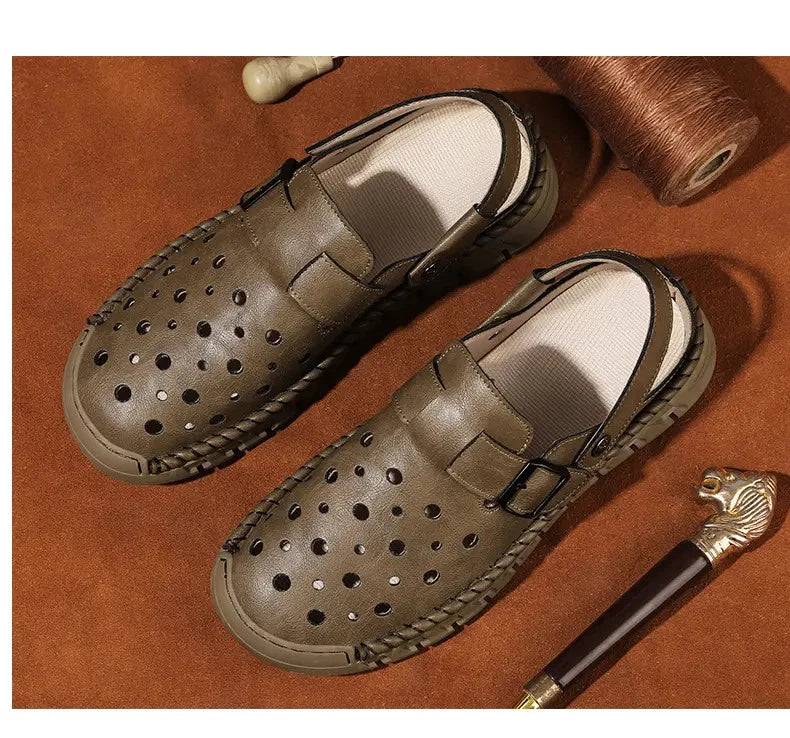 38-46 Plus Size Mens Closed Toe Hollow Out Sandals Summer Holiday Beach Slippers