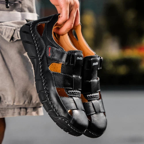 2023 Men's Sandals Leather Outdoor Shoes Cowhide Beach Shoes Slippers