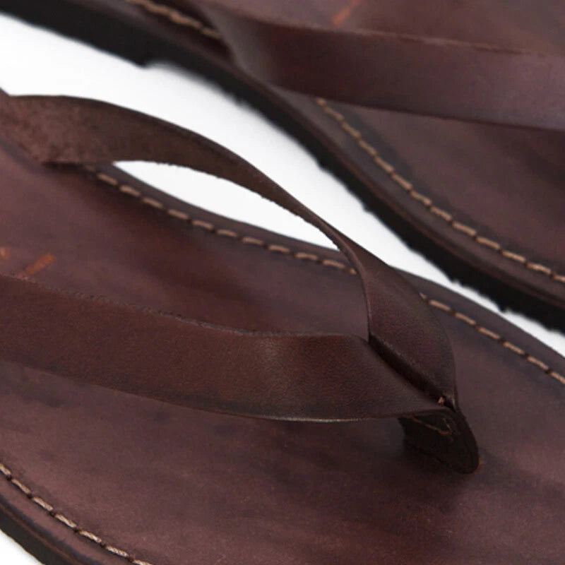 Made in Italy | Men's Leather Flat Sandals Handmade Maldives Sea
