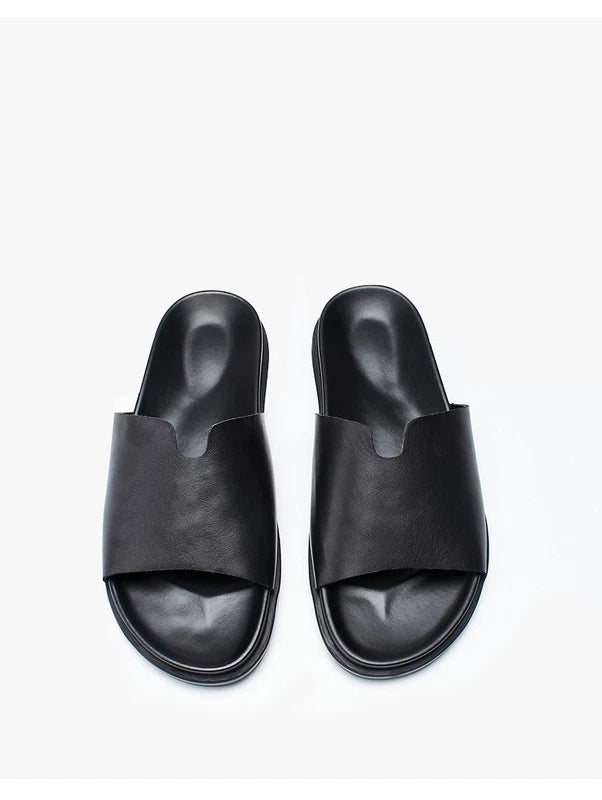 Mens Open Toe Real Leather Sandals Slipper Outdoor Beach Holiday Shoes Summer Sz